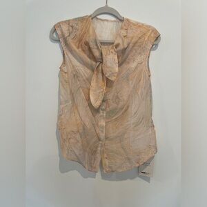 MOTF Tan Cream Sleeveless Blouse with Sailor Collar